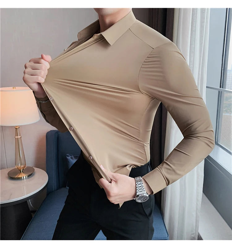 dante stretch shirt - coffee