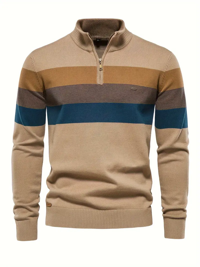 emanuele color block sweater - khaki