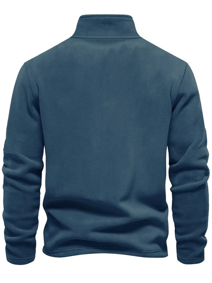 RUBEN ZIP SWEATER - Sea blue