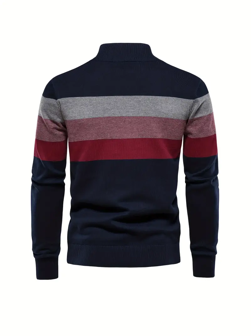 emanuele color block sweater - navy blue